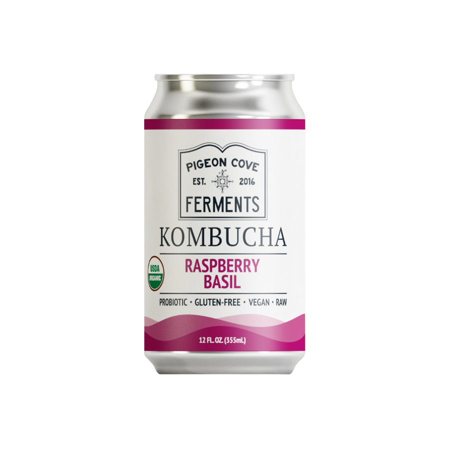 Organic Raspberry Basil Kombucha | Pigeon Cove Ferments